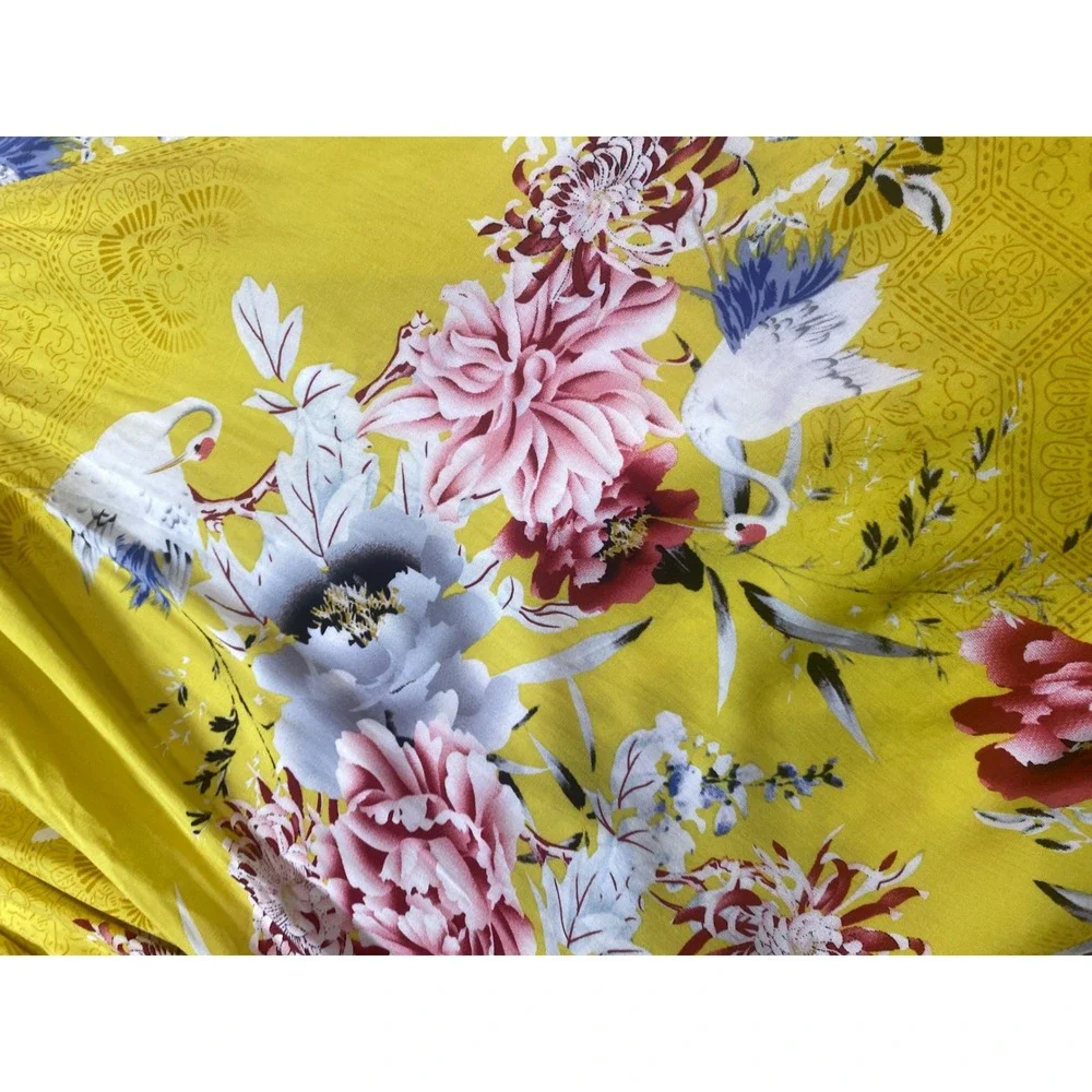Jaase Yellow Floral Halter‎ Maxi Dress XL Crochet Smocked Vacay Tropical Boho